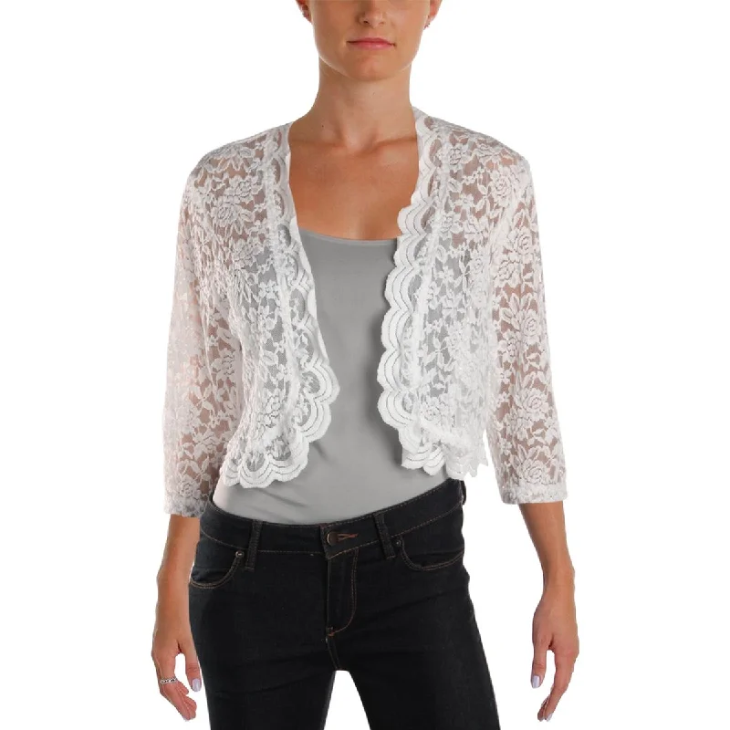 Womens Lace Sheer Shrug Long Sleeve Blazer