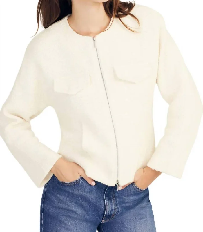 Prewett Zip Front Jacket In Blanc De Blanc Tailored Blazer for Women