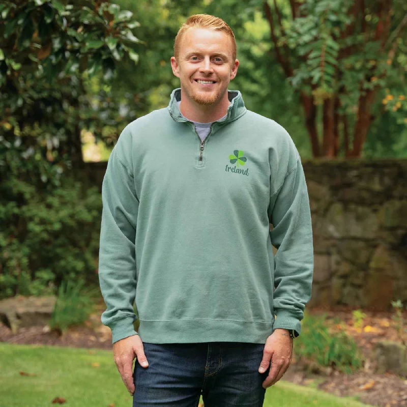 Ireland Quarter Zip- Green Comfy Pullover Sweatshirt