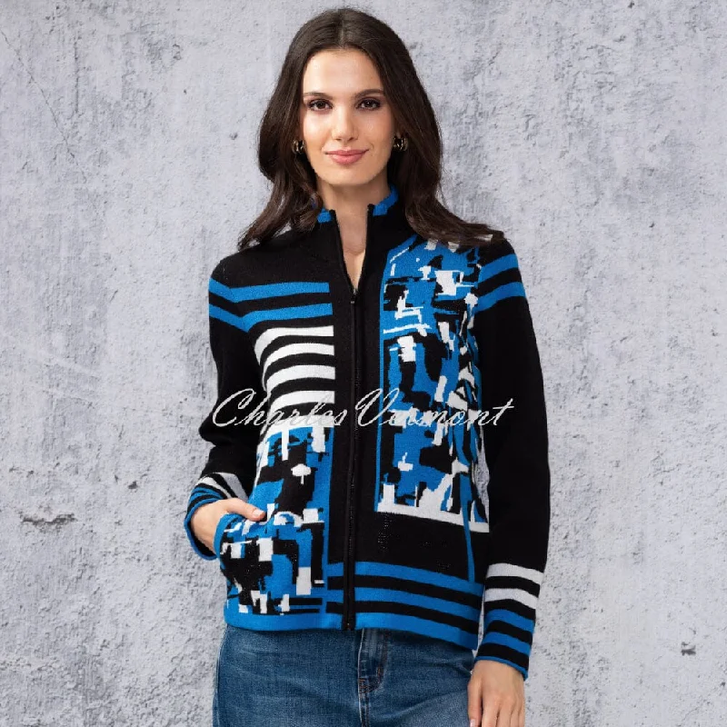 Alison Sheri Patterned Knit Zip Jacket With Rhinestone Detail - Style A44455