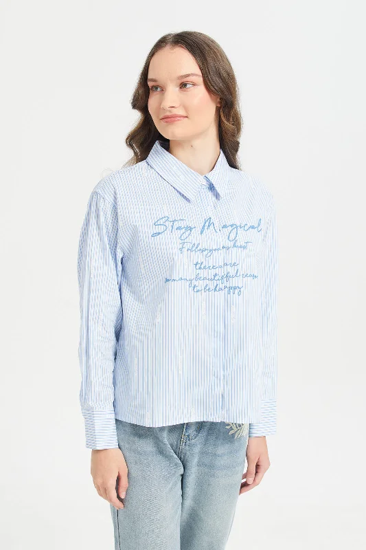 Blue/Stripes Collared Blouse