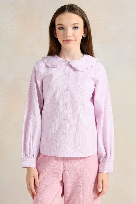 Senior Girls Purple Peter Pan Collared Shirt