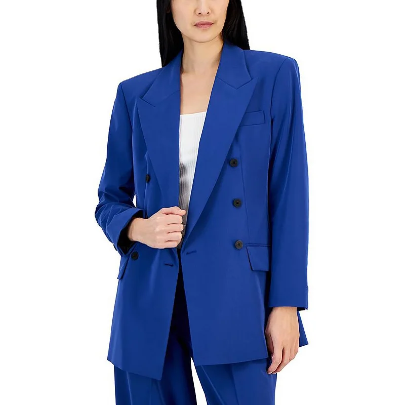 Womens Long Workwear Double-Breasted Blazer Casual Blazer Look