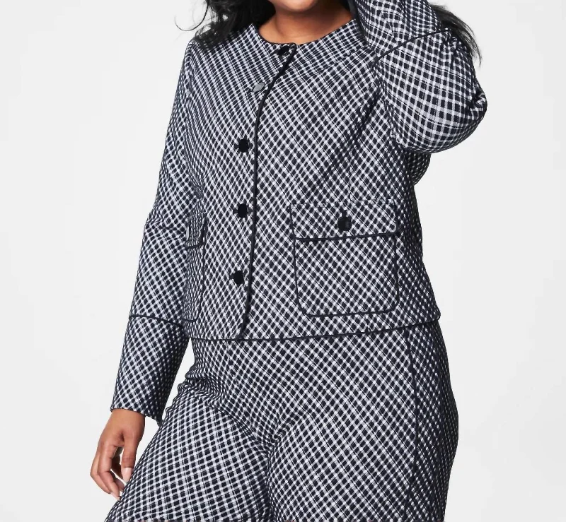 Spanx Ponte Lady Jacket In Classic Black Plaid Women’s Long Blazer