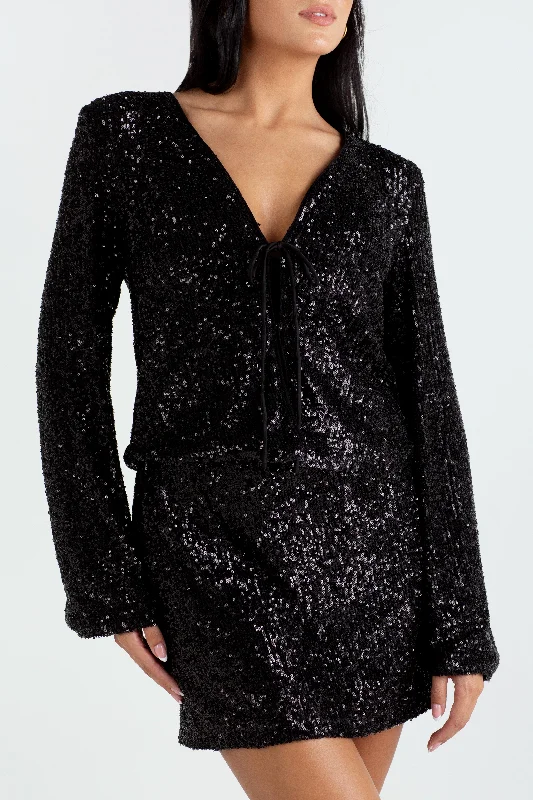 "The Lucy" - Sequin Blouse (Black)