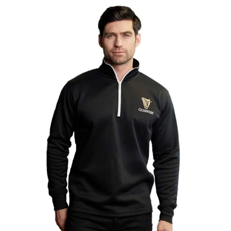 Guinness Black Quarter Zip with Harp Warm Hoodie Sweatshirt Style