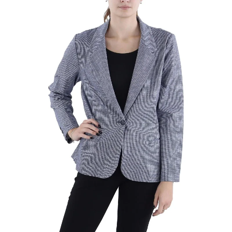 Womens Fitted Formal One-Button Blazer Structured Tweed Blazer