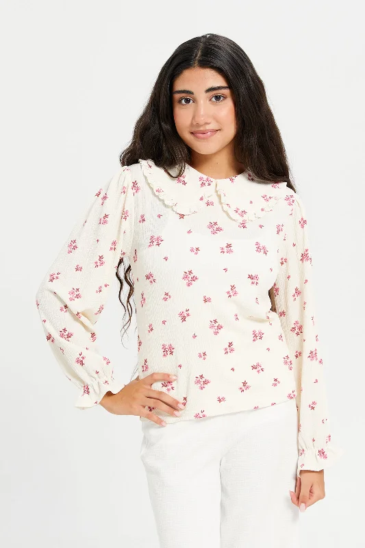 Senior Girls White Printed Top