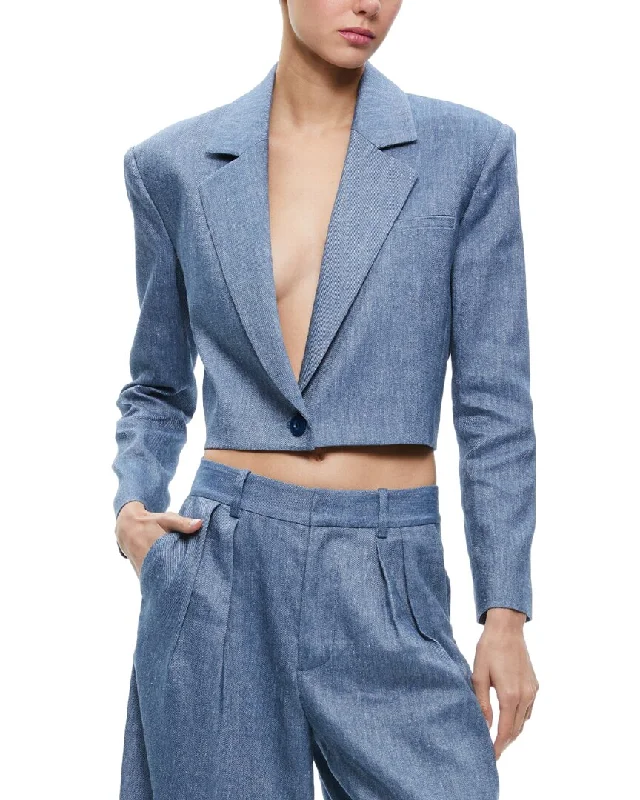 alice + olivia Shan Boxy Linen-Blend Blazer Elegant Blazer Dress