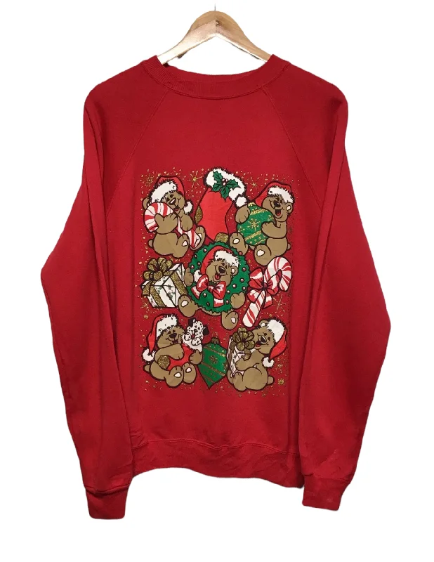 Bears And Candy Christmas Sweatshirt (Size XL) Long Hoodie Sweatshirt