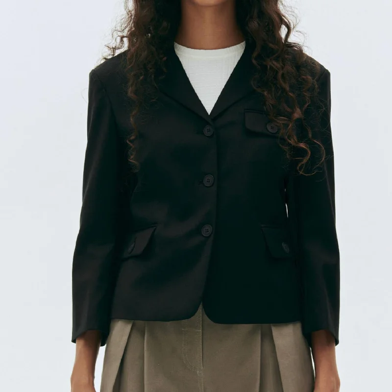 Pluto Fitted Blazer In Black Long Sleeve Blazer