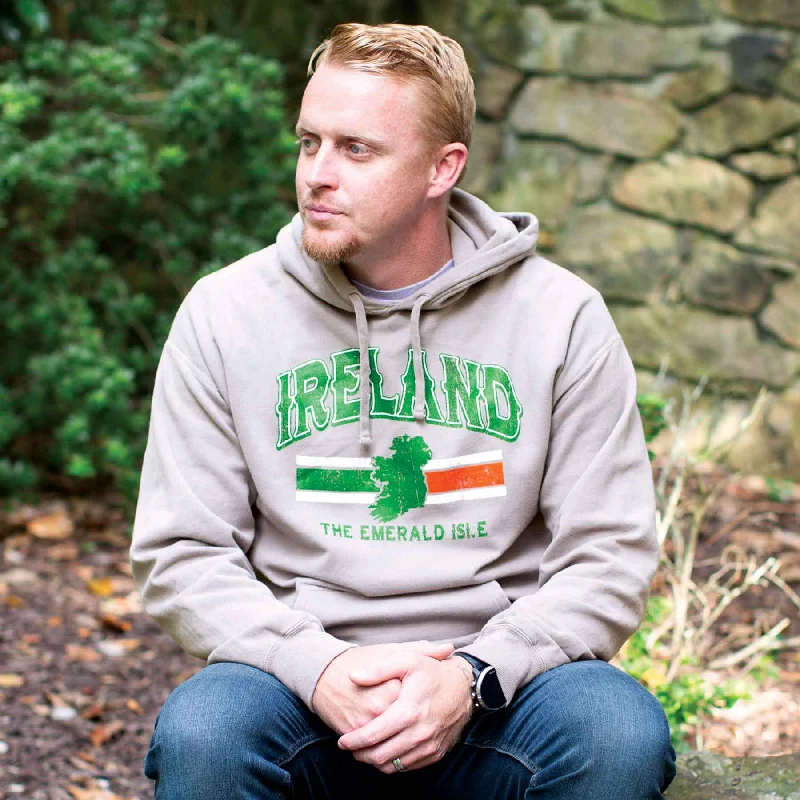 Ireland Hoodie with Ireland Flag Colors- Grey Classic Zip Hoodie