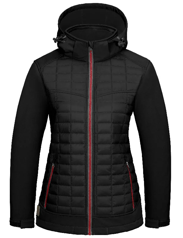 Women's Lightweight Hybrid Jacket for Hiking Ski with Removable Hood