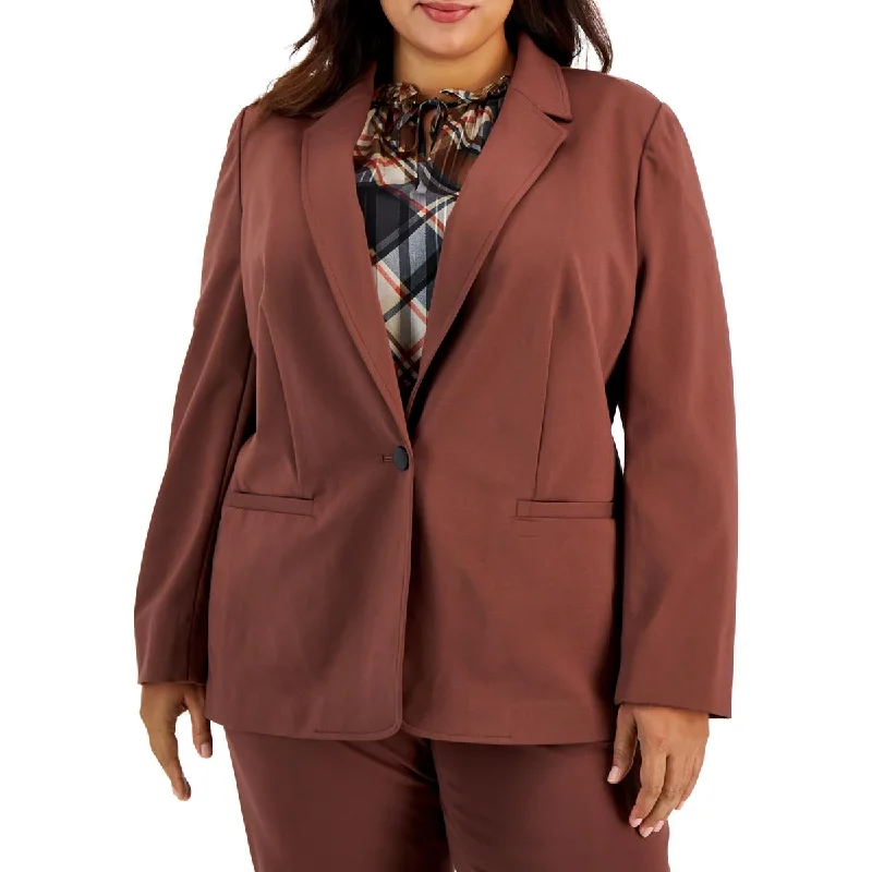 Plus Womens Notch Collar Suit Separate One-Button Blazer Stylish Women’s Blazer