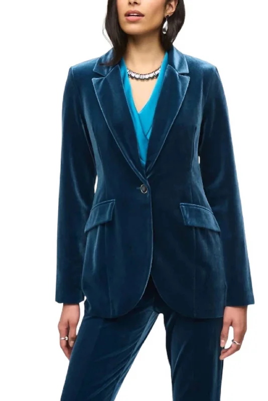 Velvet Fitted Blazer In Nightfall Structured Tweed Blazer