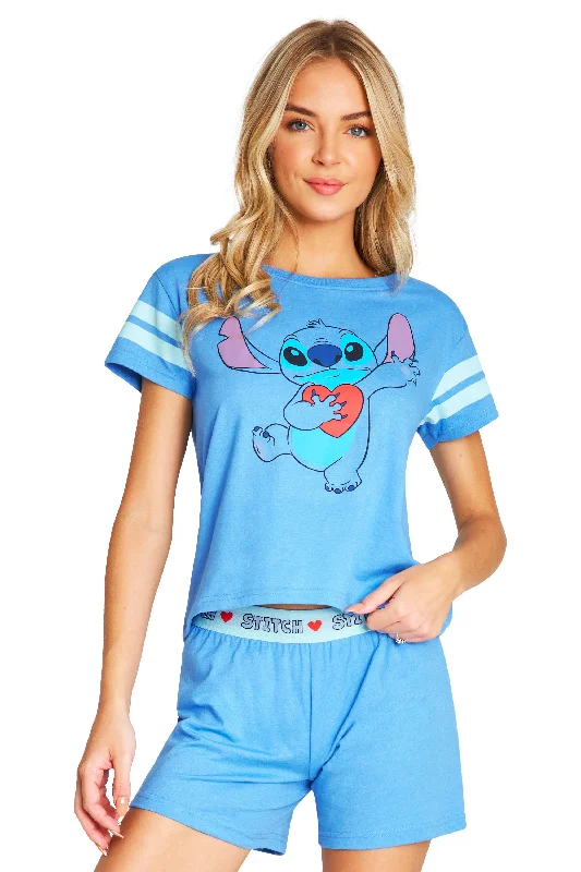 Disney Stitch Womens Pyjamas Short PJs for Women Button-up pajama sets