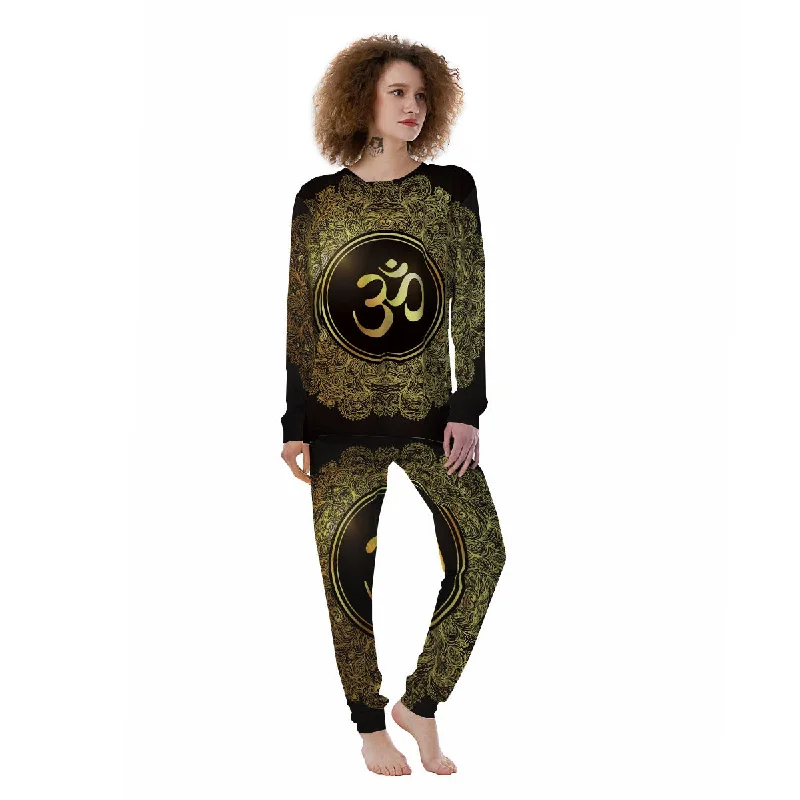 Mandala Om Gold Print Women's Pajamas Minimalist pajama sets