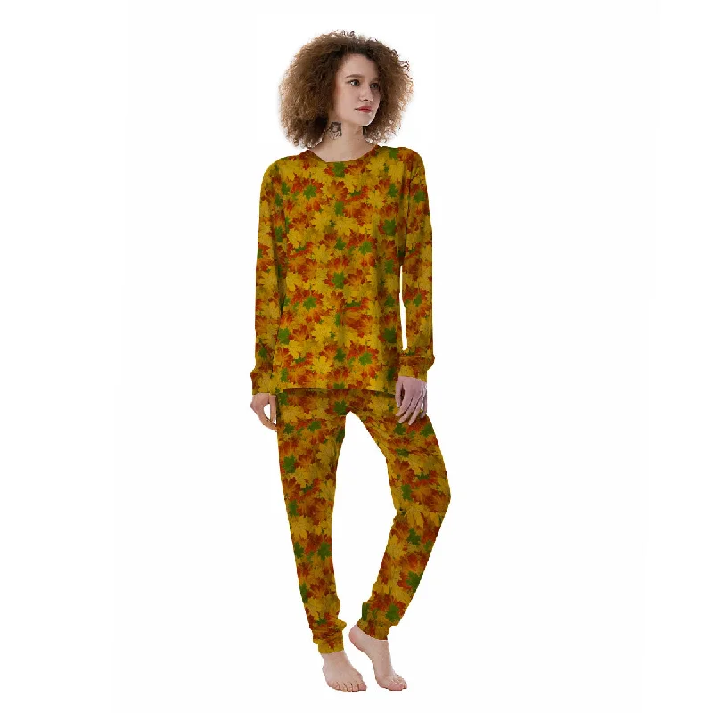 Maple Leaves Fall Autumn Print Women's Pajamas Cotton pajama sets