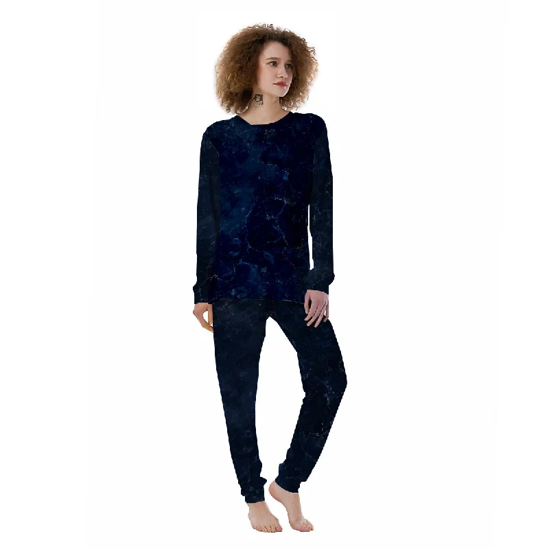 Marble Dark Blue Print Women's Pajamas Men's pajama sets