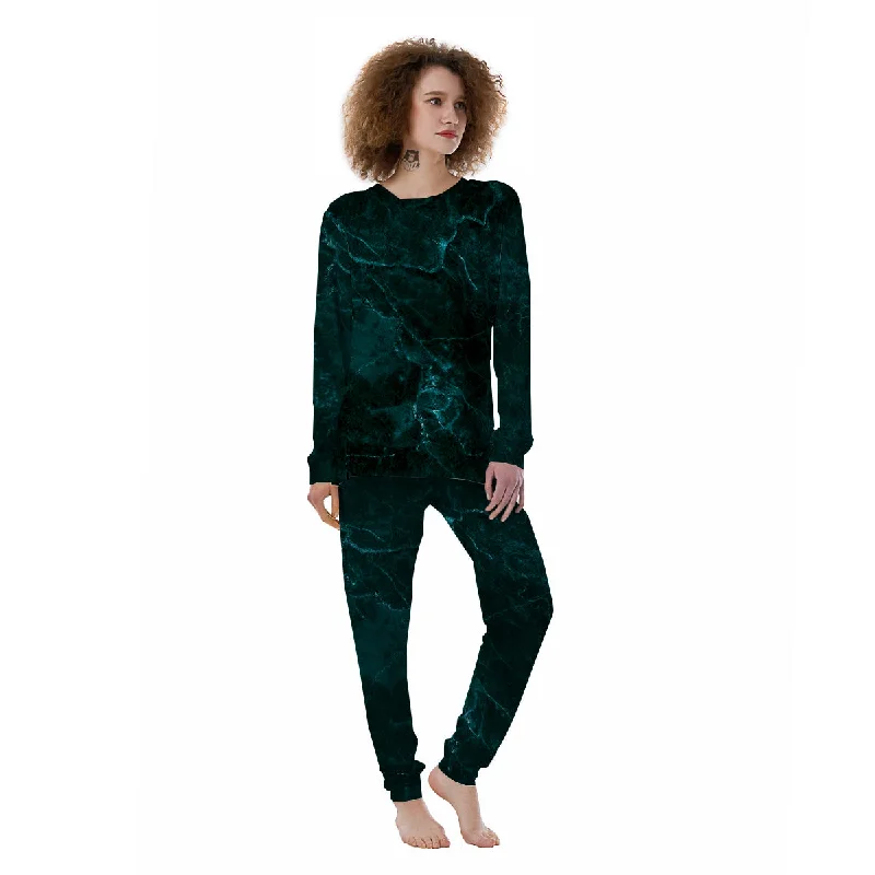 Marble Dark Green Print Women's Pajamas Best pajama sets for hot sleepers