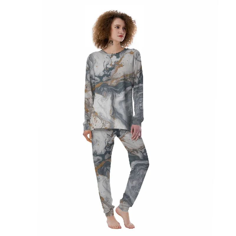 Marble Grey Bronze Print Women's Pajamas Postpartum pajama sets