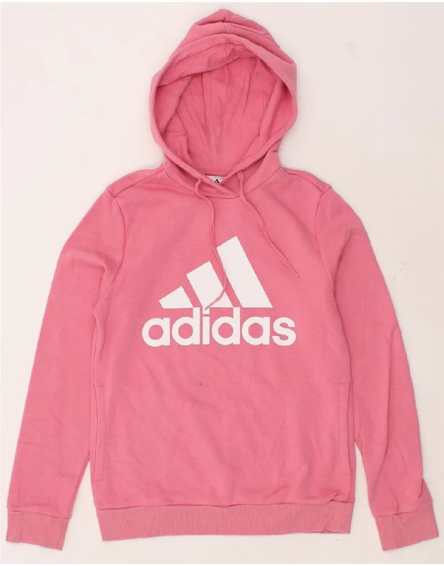 ADIDAS Womens Graphic Hoodie Jumper UK 8/10 Small Pink Cotton Softest cashmere sweaters