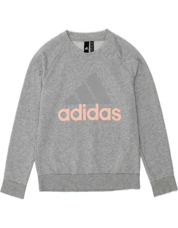 ADIDAS Womens Graphic Sweatshirt Jumper UK 12/14 Medium Grey Cashmere sweaters