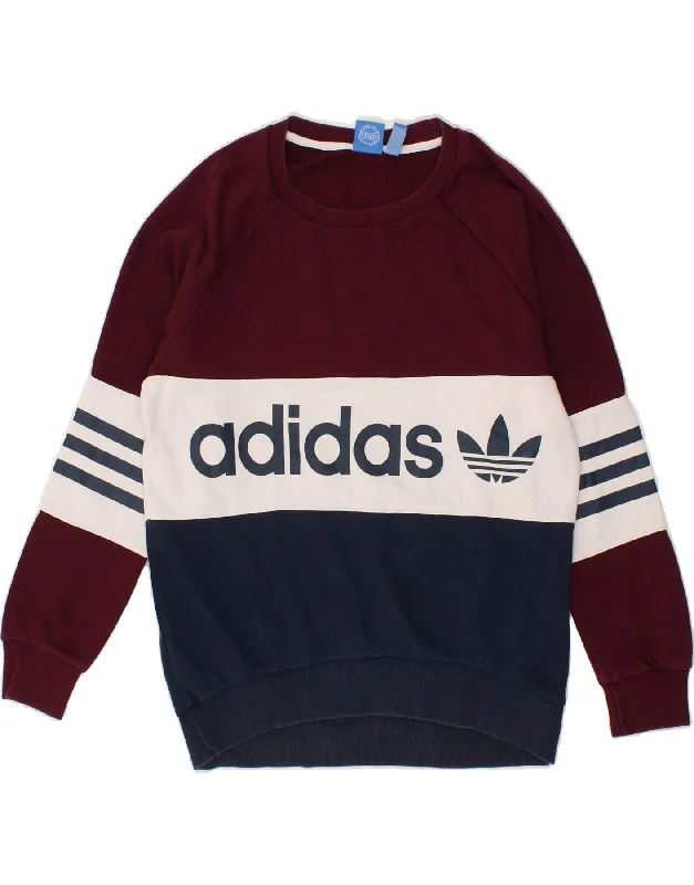 ADIDAS Womens Oversized Graphic Sweatshirt Jumper UK 8 Small Maroon Best sweaters for layering