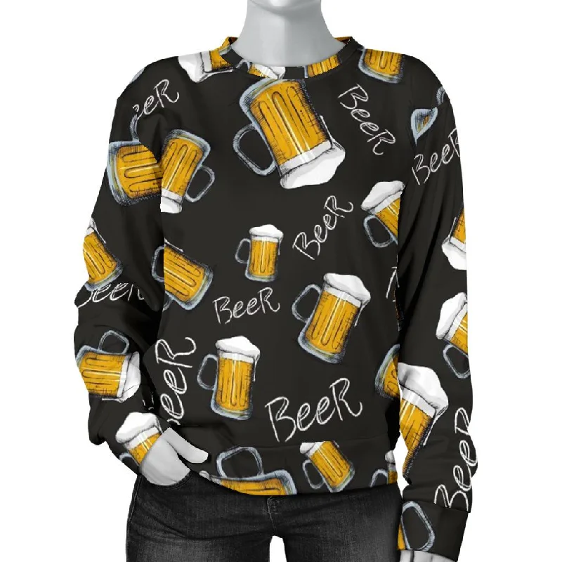 Beer Pattern Print Women's Sweatshirt Classic sweaters