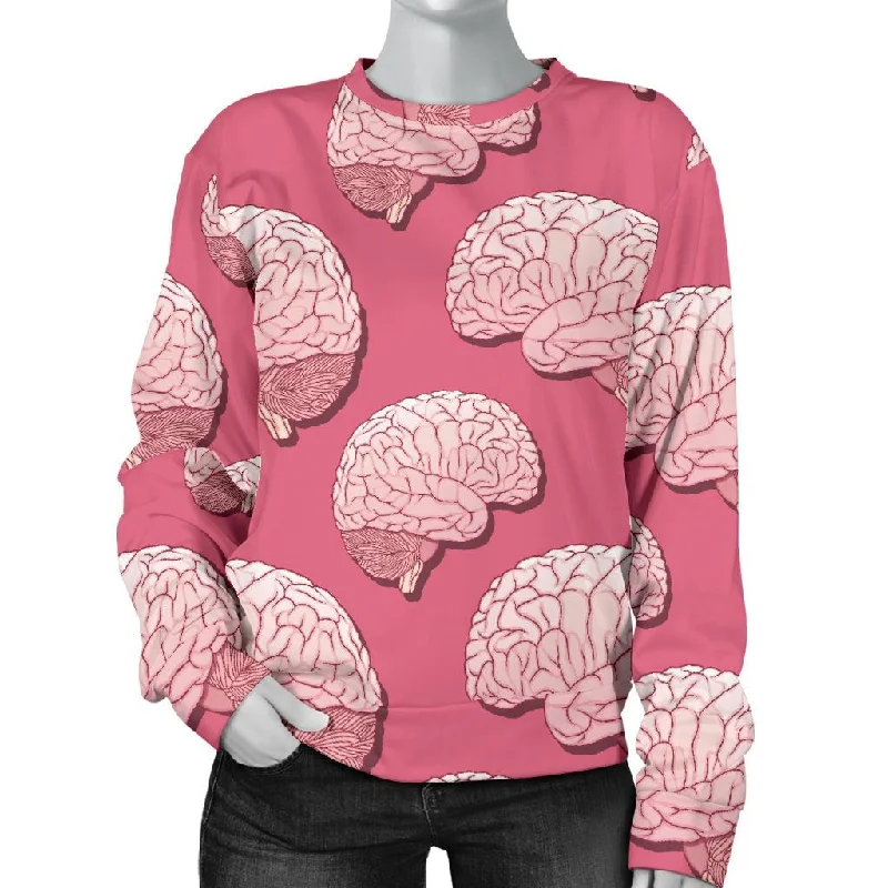 Brain Pink Pattern Print Women's Sweatshirt College sweaters