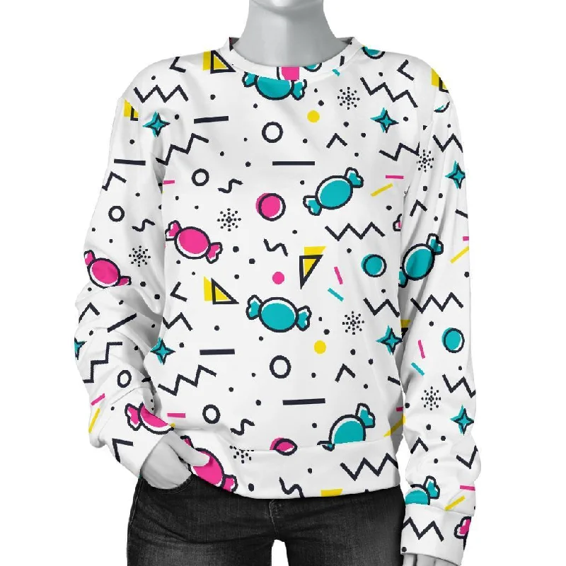 Candy Print Pattern Women's Sweatshirt Best sweaters for hiking