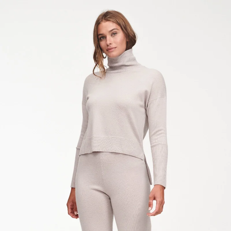 Cashmere High-Low Turtleneck Office sweaters