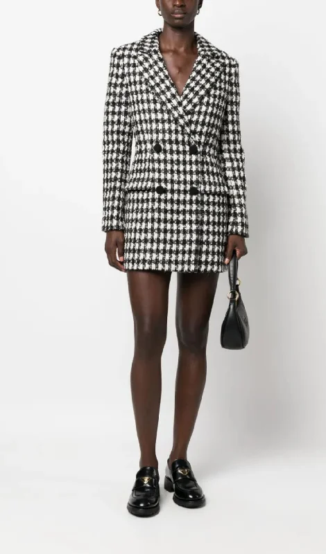 BLACK CHECK BOUCLE TAILORED MINI DRESS Best mini dresses for tall women