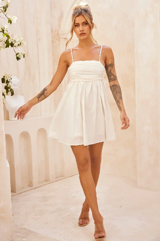 Little Touch Mini Dress - White Smocked mini dresses