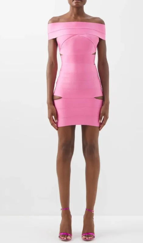 Off SHOULDER CUTOUT MINI DRESS IN PINK Urban Outfitters mini dresses