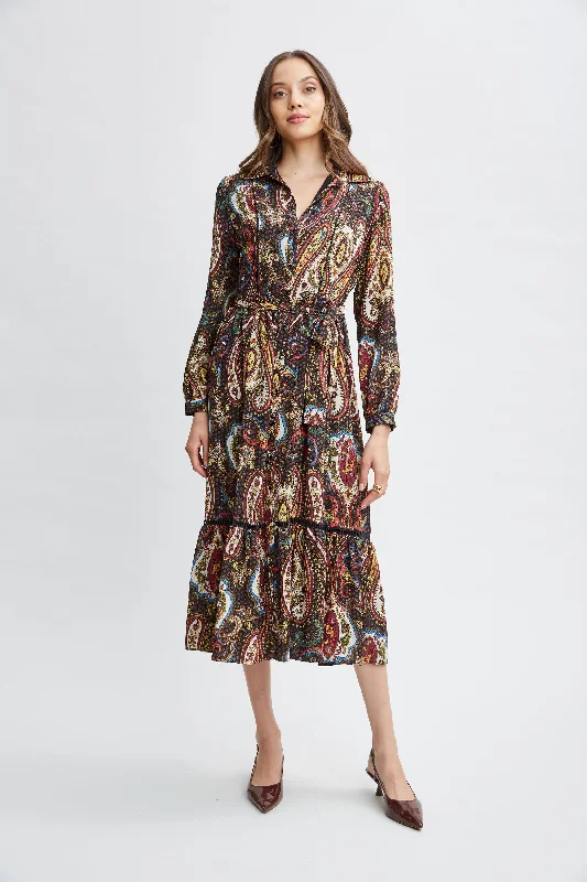 T-Tahari Paisley Midi Dress Velvet midi dresses