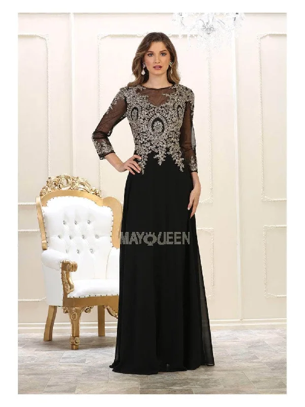 May Queen MQ1549B - Sheer Long Sleeve Long Dress Vacation maxi dresses