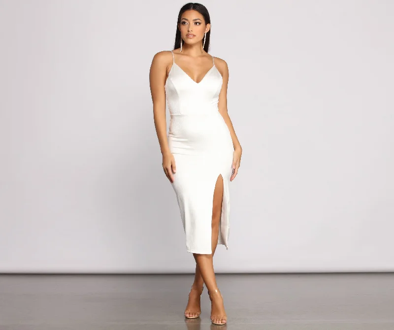 Mila Formal High Charming Slit Midi Dress Date night midi dresses