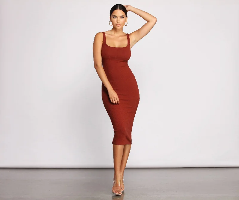 Need For Basics Charming Ribbed Midi Dress Best midi dresses for hourglass body shape