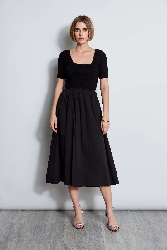 T-Tahari Short Sleeve Square Neck Midi Dress Strapless midi dresses