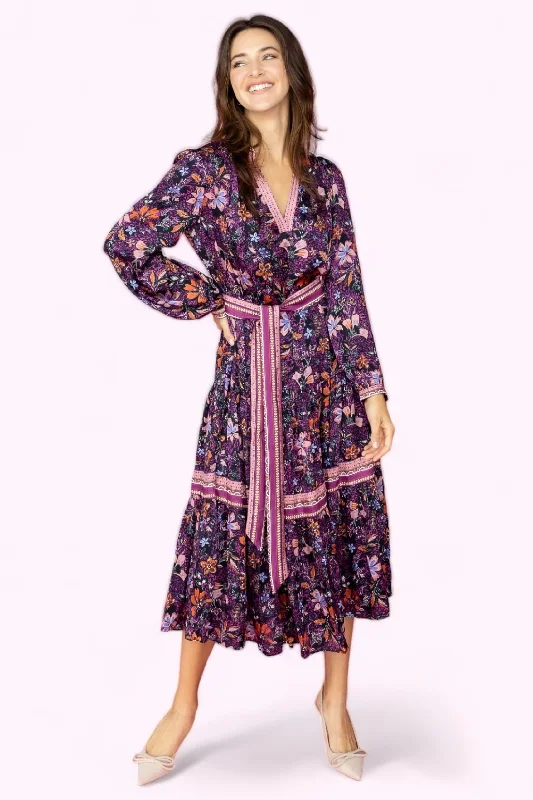 Live in the moment Floral Long Dress With Waist Belt Smocked floral dresses