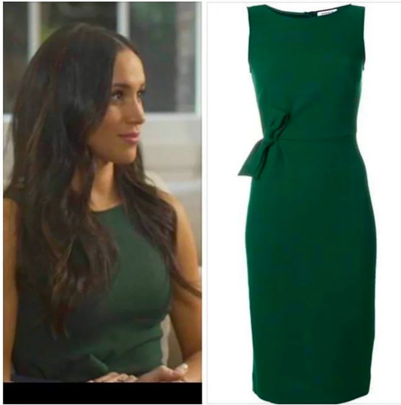 green bow dress - Meghan Markle inspired dress Bright color unclassified dresses