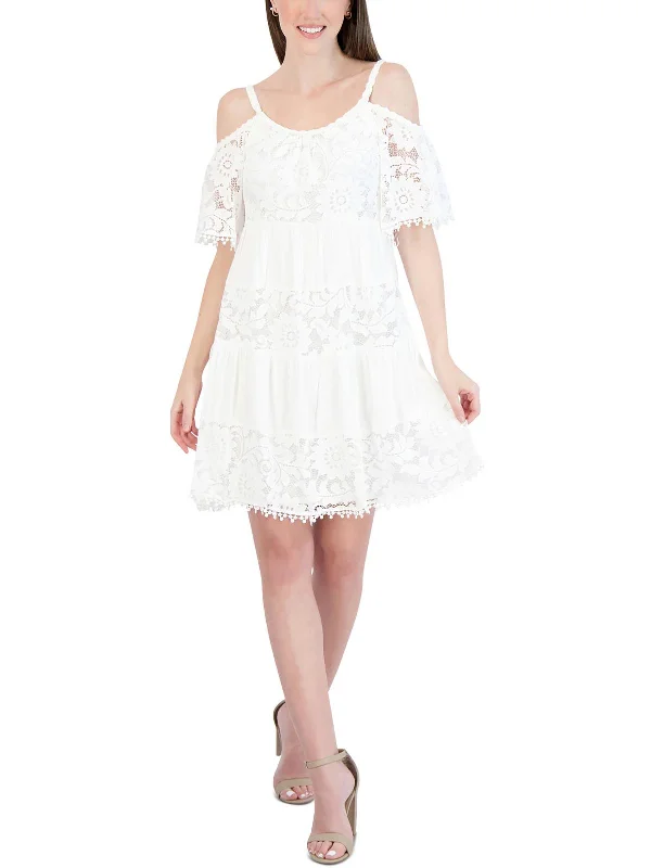 Womens Lace Mini Babydoll Dress Basic Mini Skirt