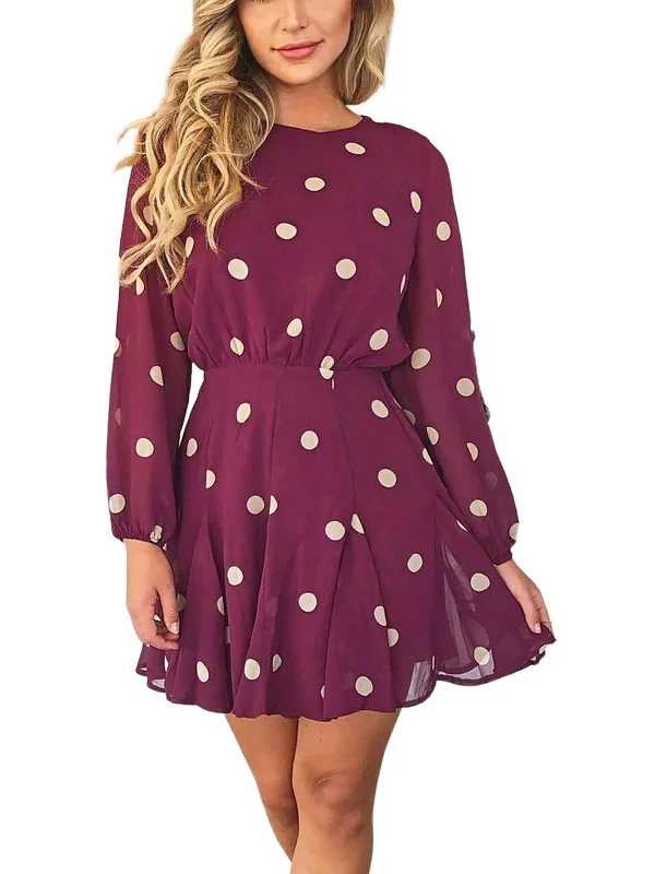 Womens Polka Dot Short Mini Dress Mini Skirt Look