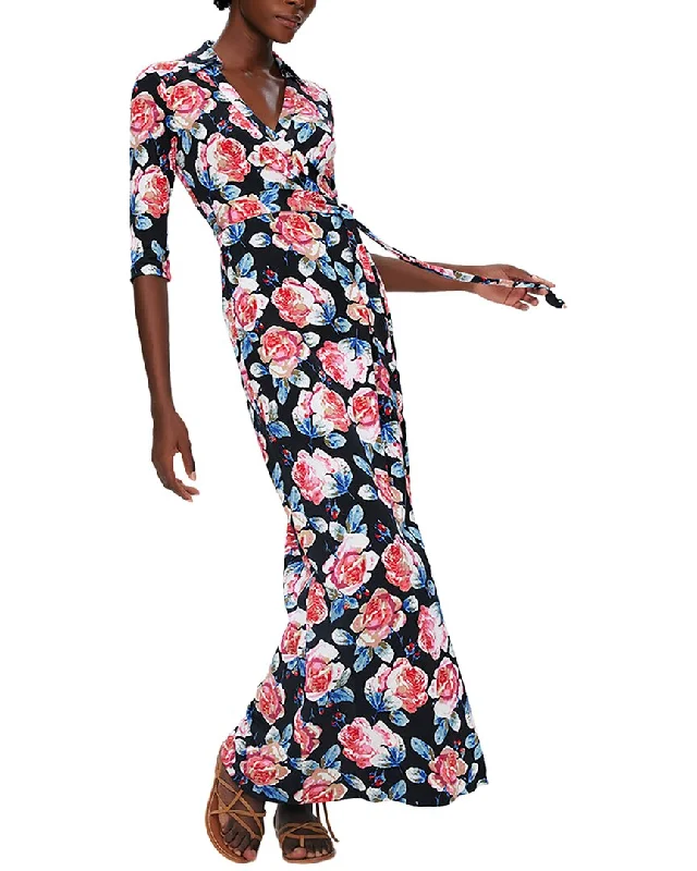 Diane von Furstenberg Abigail Silk Maxi Dress Summer Floral Maxi