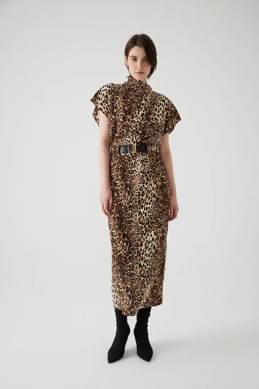 Leopard Print Sleeveless Maxi Dress High-Waist Maxi Skirt