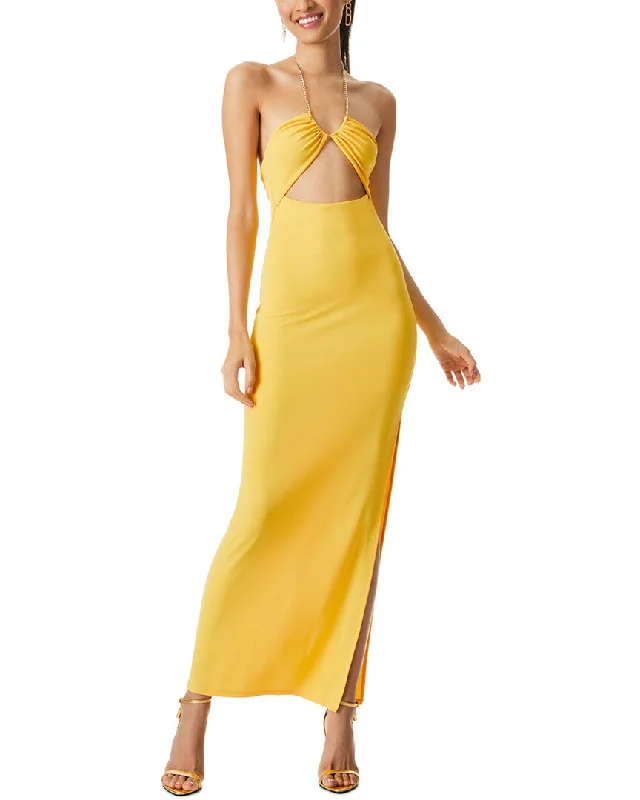 alice + olivia Sariya Cutout Midi Dress Pleated A-line Skirt