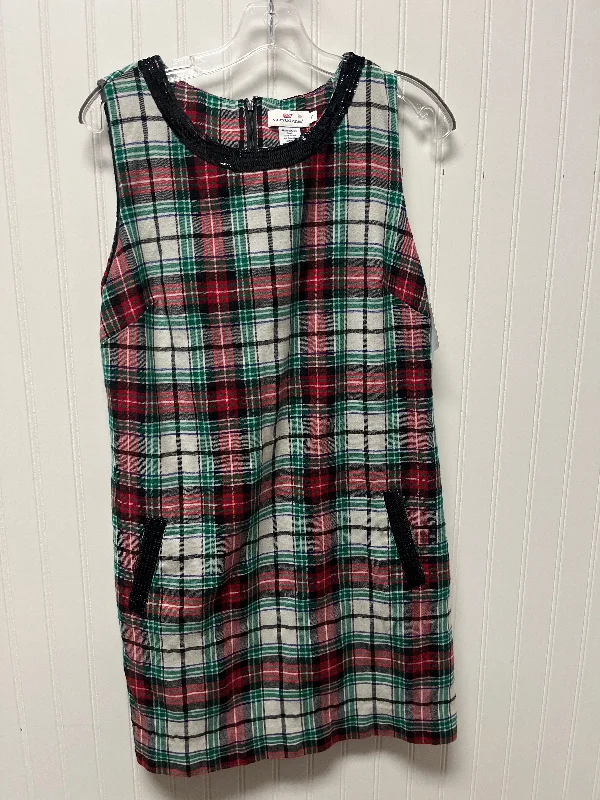 Dress Casual Midi By Vineyard Vines In Plaid Pattern, Size: 10 Denim Midi Skirt