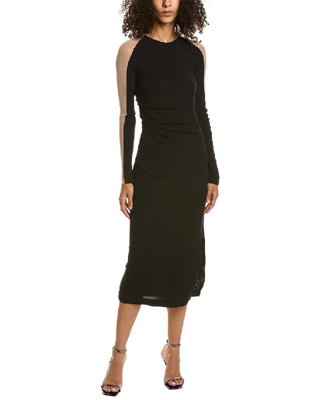 Helmut Lang Sheer Shoulder Midi Dress Bright Midi Skirt