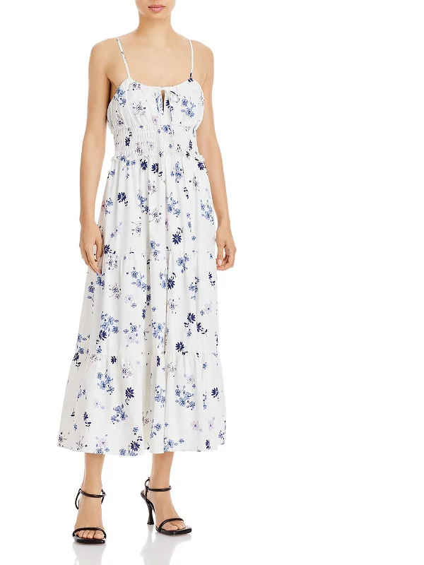 Womens Tiered Foral Midi Dress Midi Skirt Print